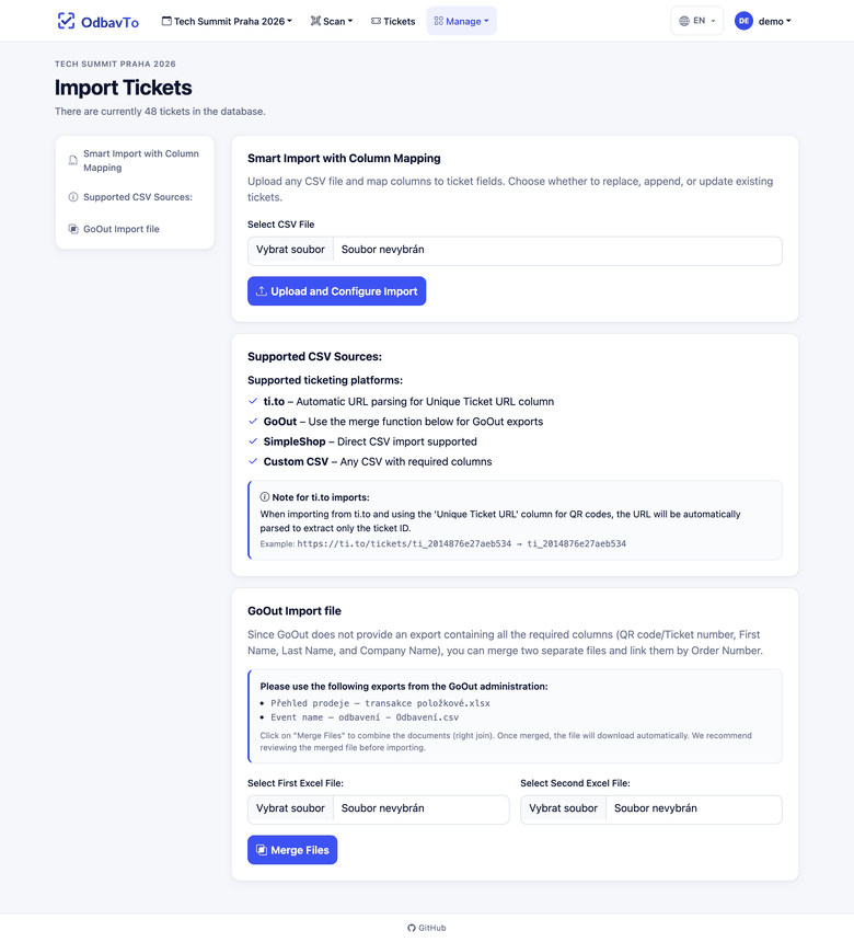 Import page