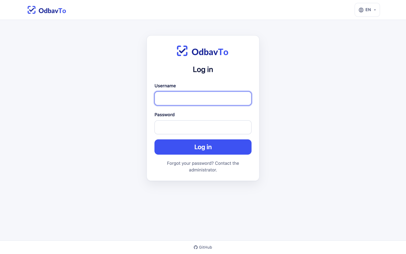 Login page