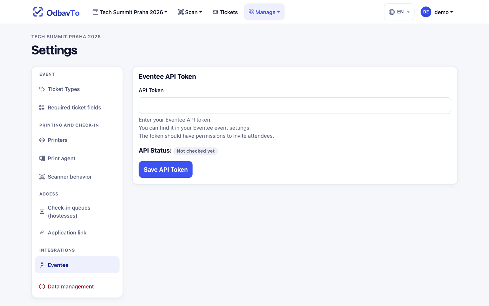 Eventee settings